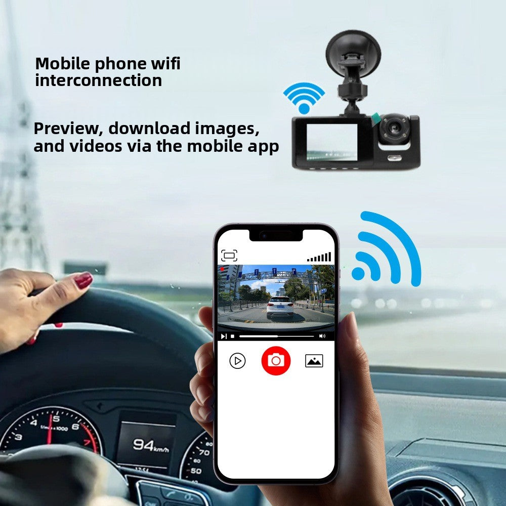 Triple Lens 1080P Dash Cam with Parking Monitoring