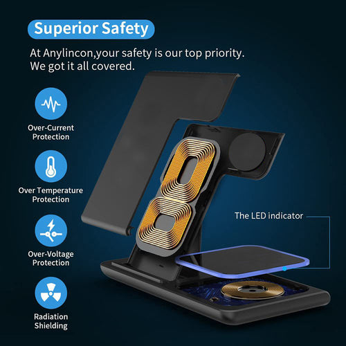 Foldable Wireless Charger Stand for Phone and Watch