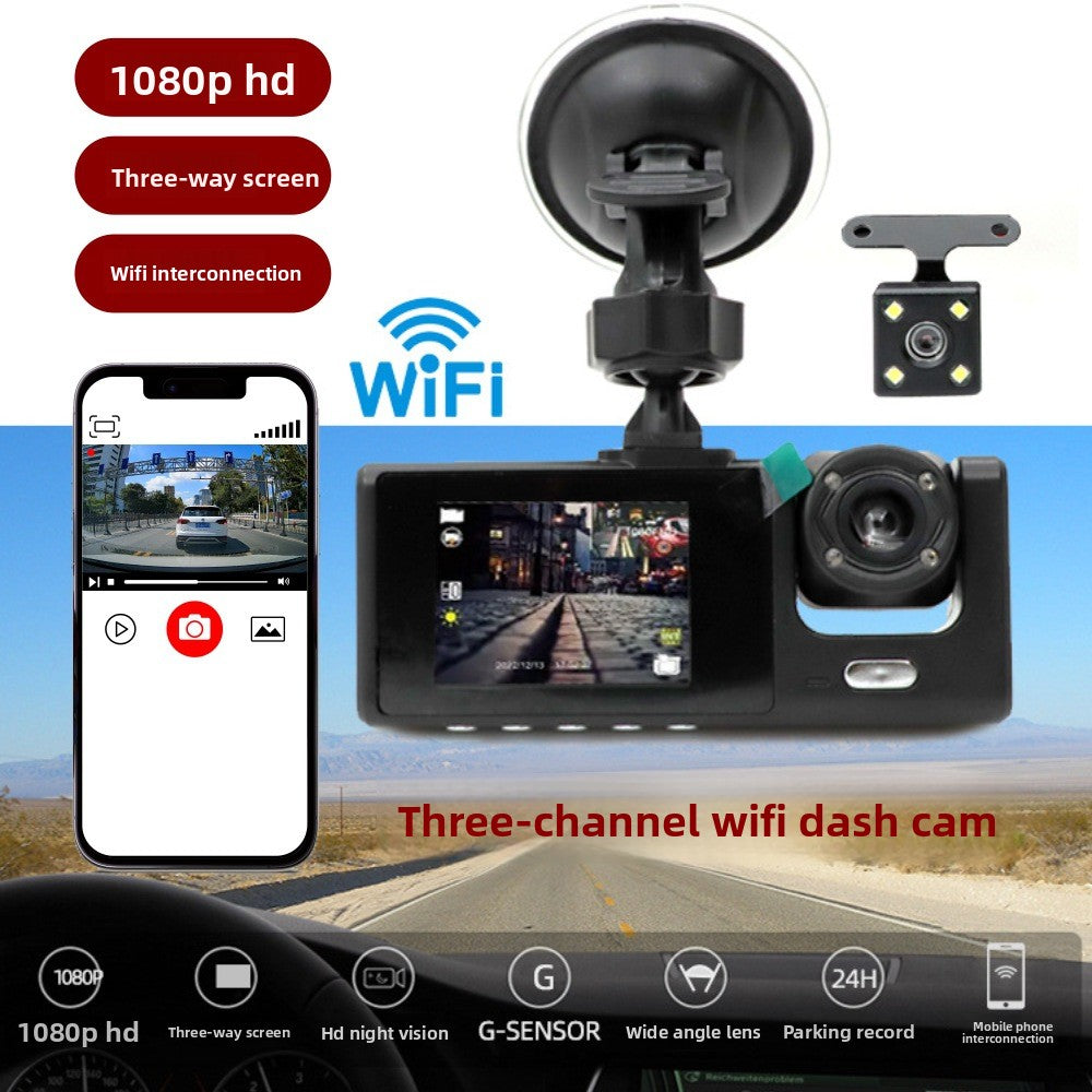 Triple Lens 1080P Dash Cam with Parking Monitoring
